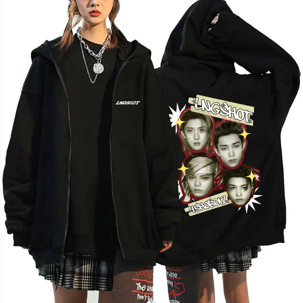 

Lngshot 4SHOBOIZ MIXTAPE 2026 Merch Zipper Hoodie Men's Women Kpop Fashion Trend Zip Up Jacket Fleece Cotton Zip Up Sweatshirt