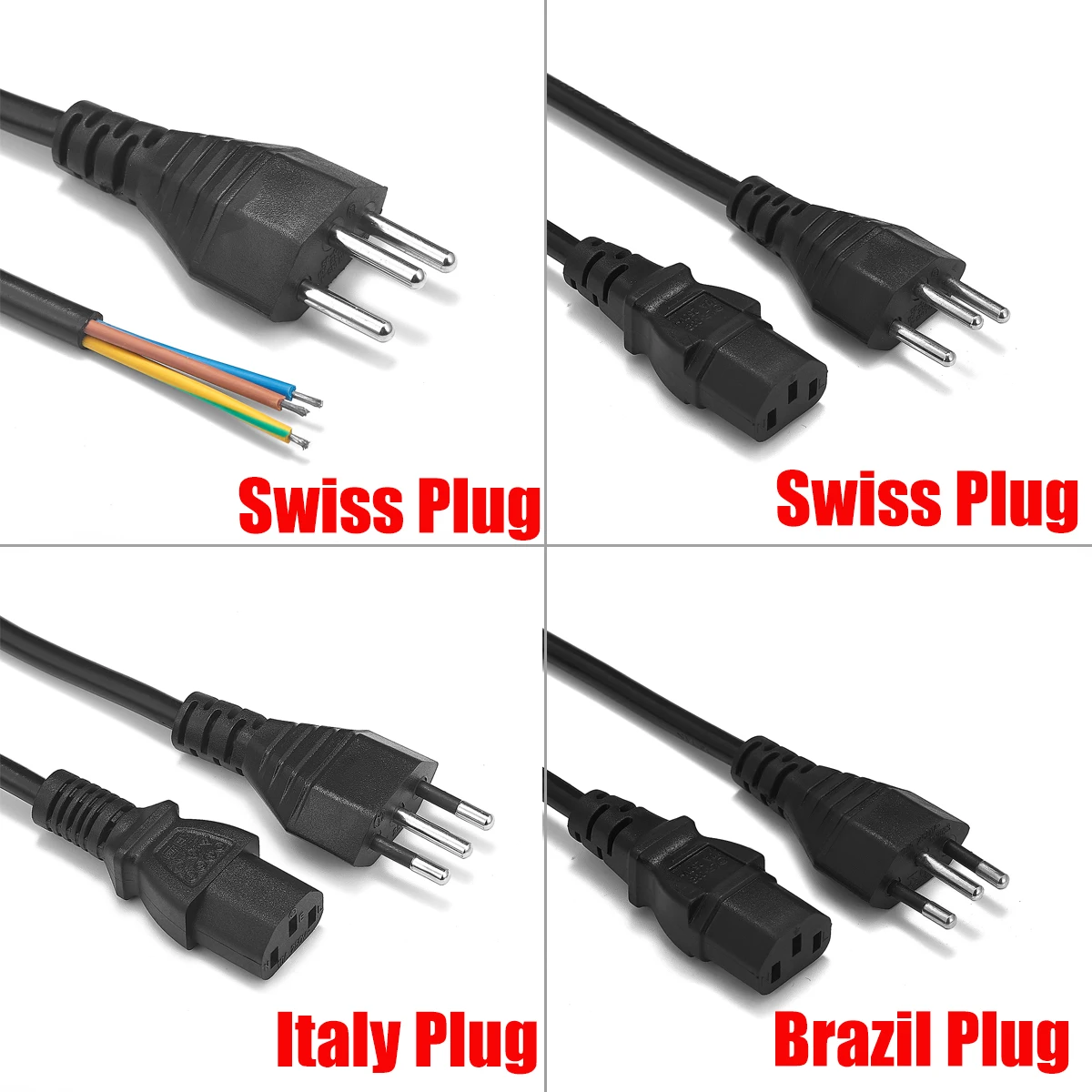 Zwitserse wisselstroomkabel Zwitserland bedrade kabel 1,5 m CH-stekker voeding verlengsnoer voor stopcontacten LED-schijnwerper