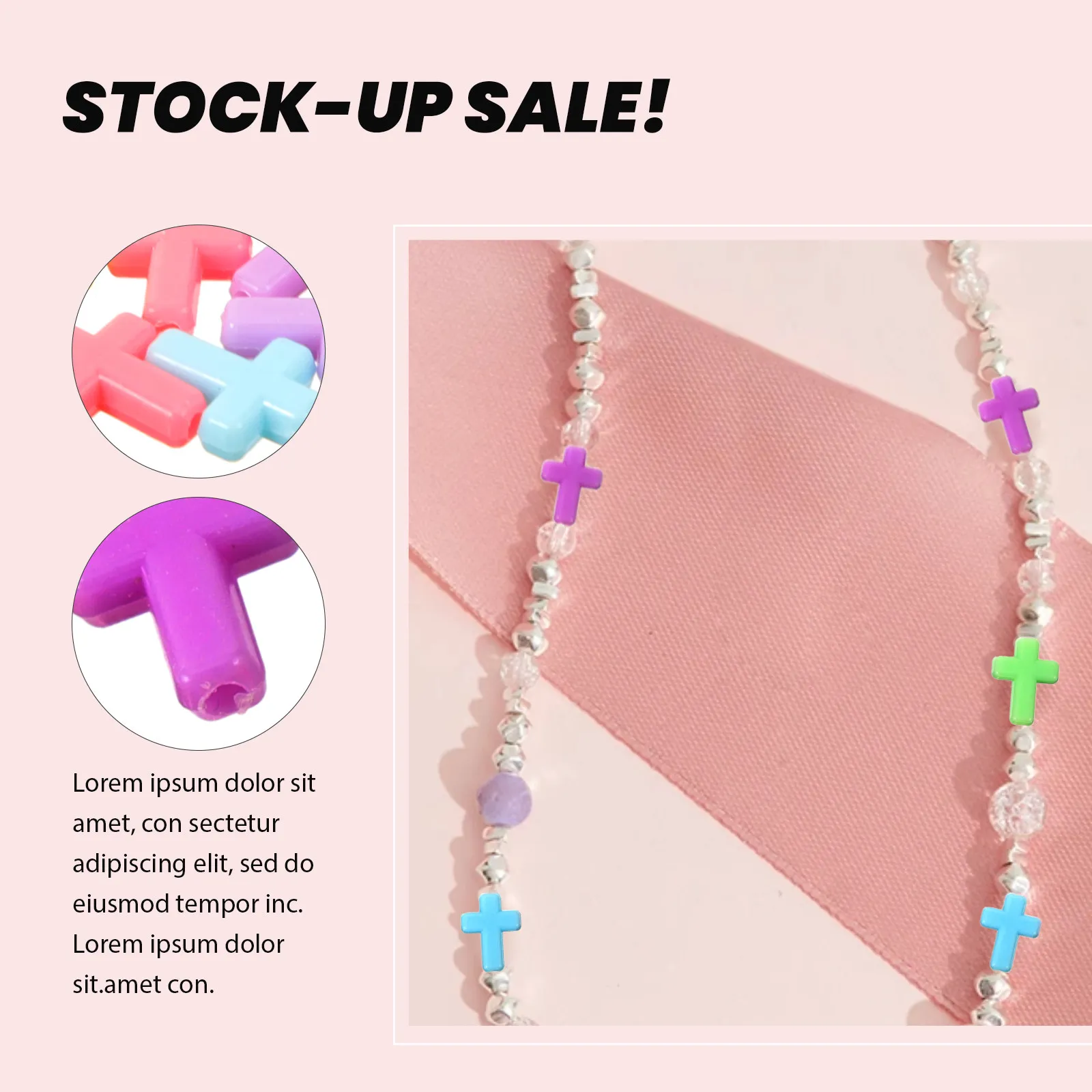 

200Pcs Acrylic Cross Beads Jewelry Making Material Chunky Decorative Beads for DIY Necklace Bracelet Charm Crafting Chakra