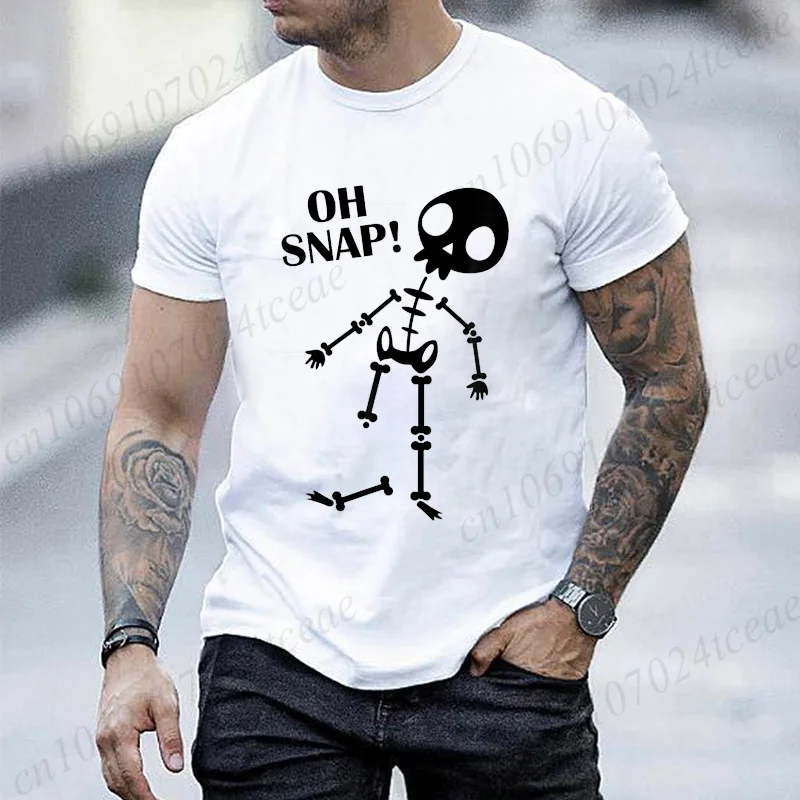 Oh Snap Broken Leg Injury Broken Bones Hospital Skeleton T-Shirt Men T Shirt Summer Tops Women Tshirts O-neck Short-Sleeve Tees