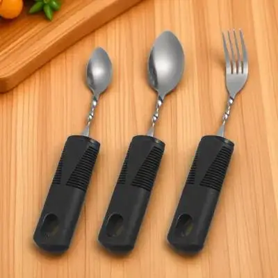 3Pcs Anti-Shake Cutlery Set Weighted Utensils Adaptive Utensils Elderly Spoon Fork Bendable Disabled Tableware