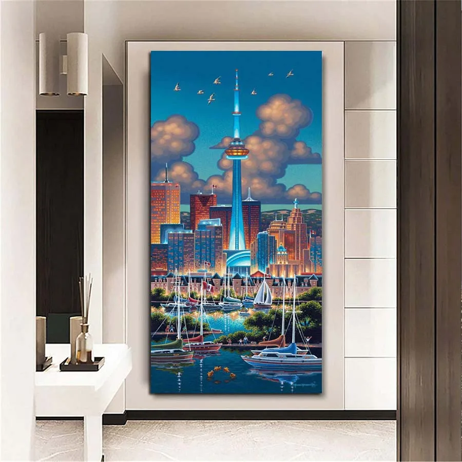 Diy Mosaic Art City Tower Diamond Painting Large Size Landscape Rhinestone Embroidery Pintura De Diamante Wall Decor AA5080