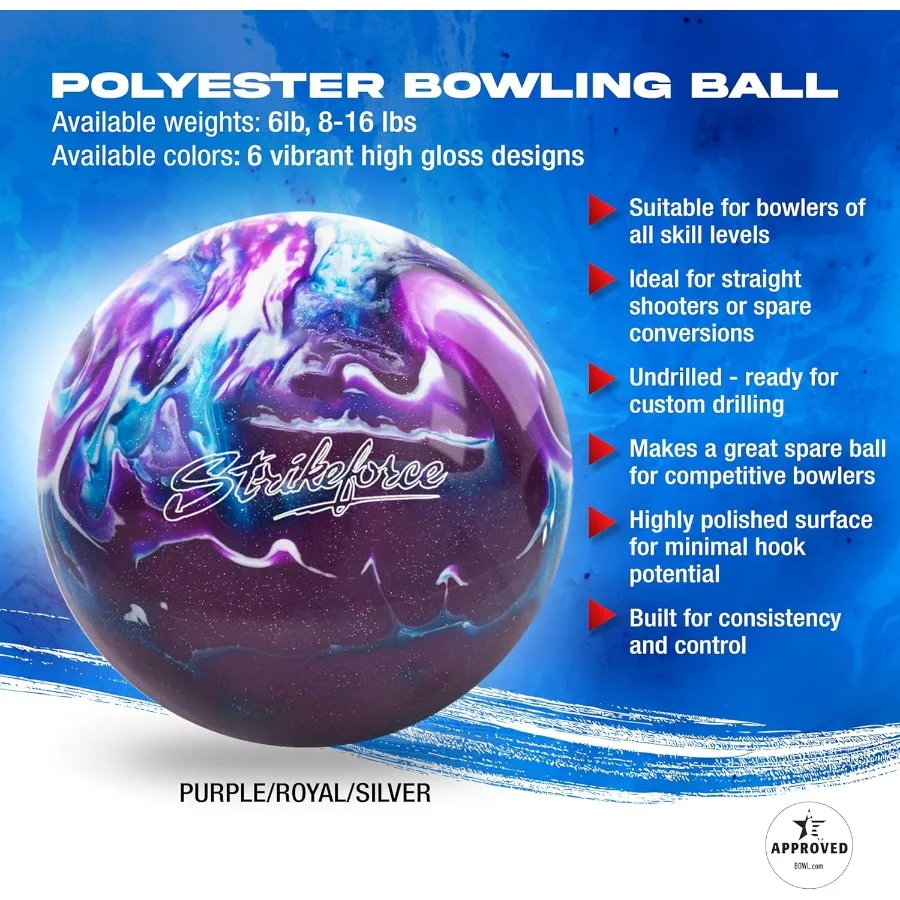 كرة البولينج غير المحفورة من البوليستر KR Strikeforce للمبتدئين والمحترفين متوفرة بأوزان من 6 رطل إلى 16 رطل USBC Appro #2