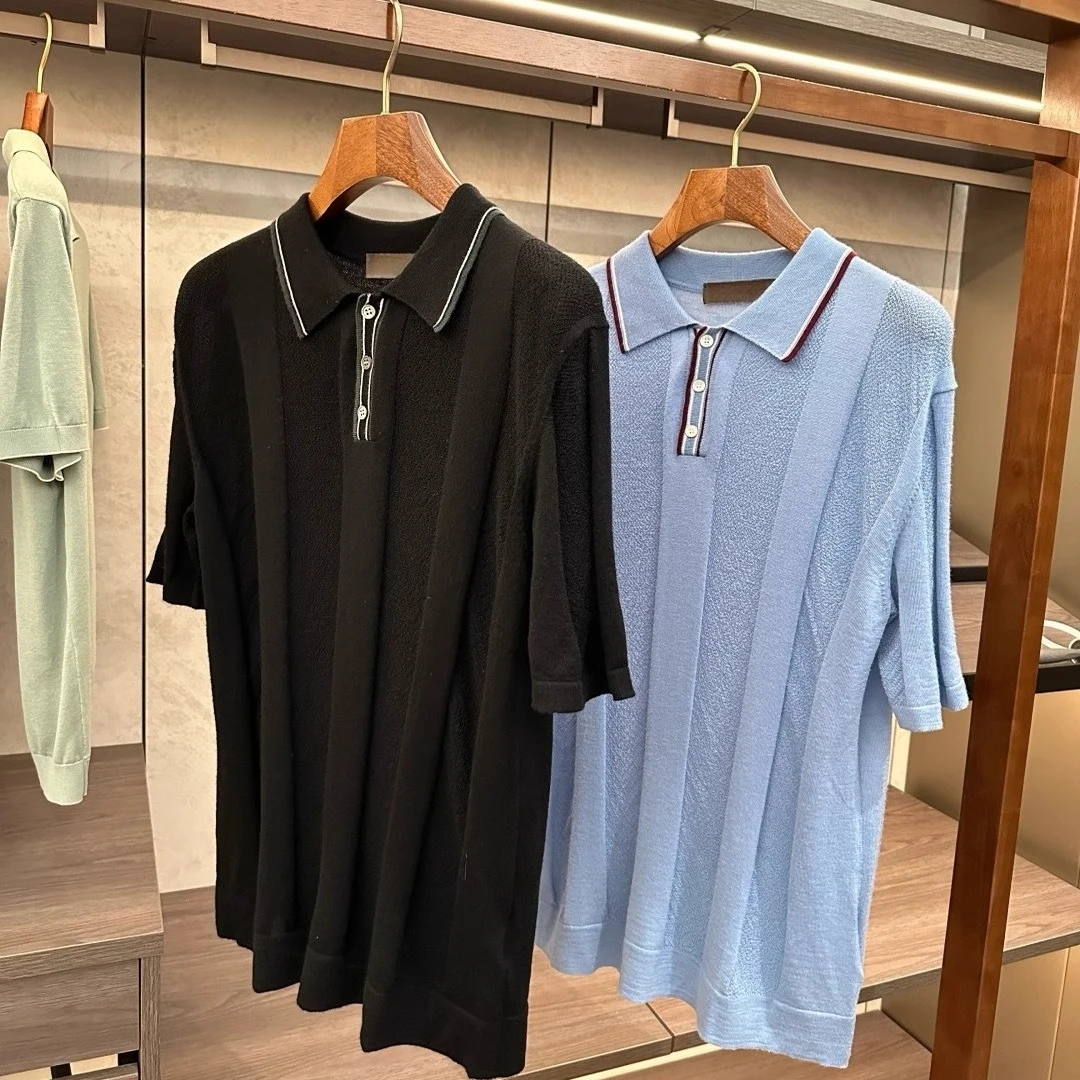 

LP Italy 25S casual lapel wool knitted short-sleeved T-shirt