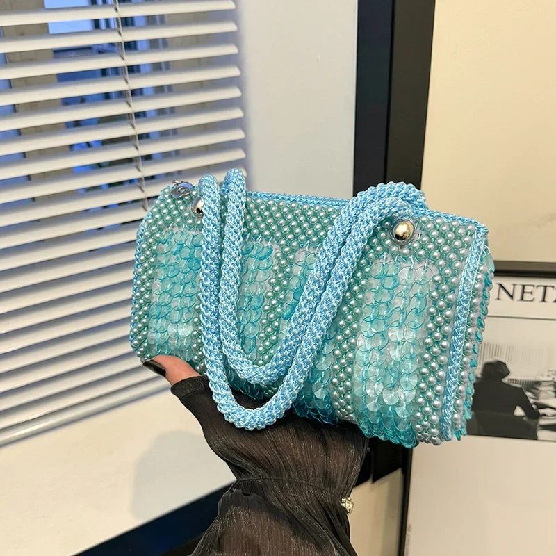 

Сумка через плечо для девочек, модная сумочка с жемчугом, небольшой ароматный стиль, мягкая сумочка, ручная сумка-подушка, ниша