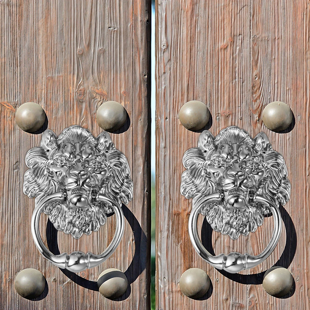 

2 Pcs Zinc Alloy Door Handle Barn Knocker Dressing Table Lion Handles Chinese Knob Decor Gate
