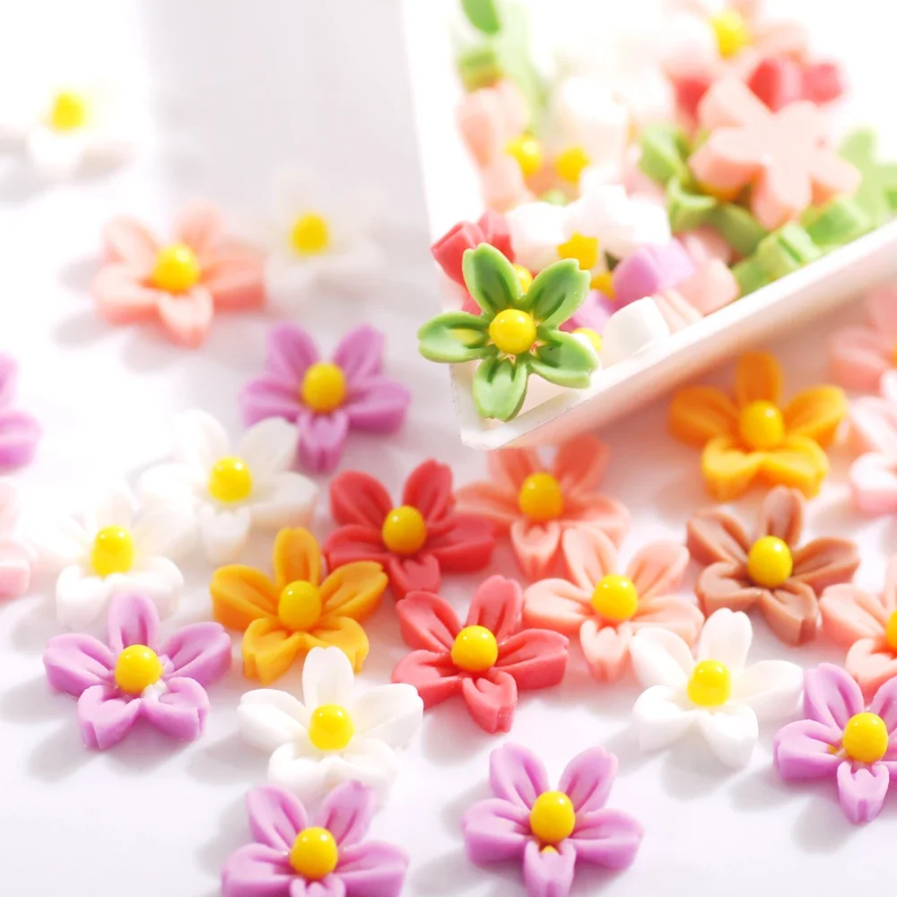 

20/50Pcs Mix Colors Flower Nail Art Decorations 3D Resin Lovely Sweet Style Charms Rhinestone For Manicure Design Accessories