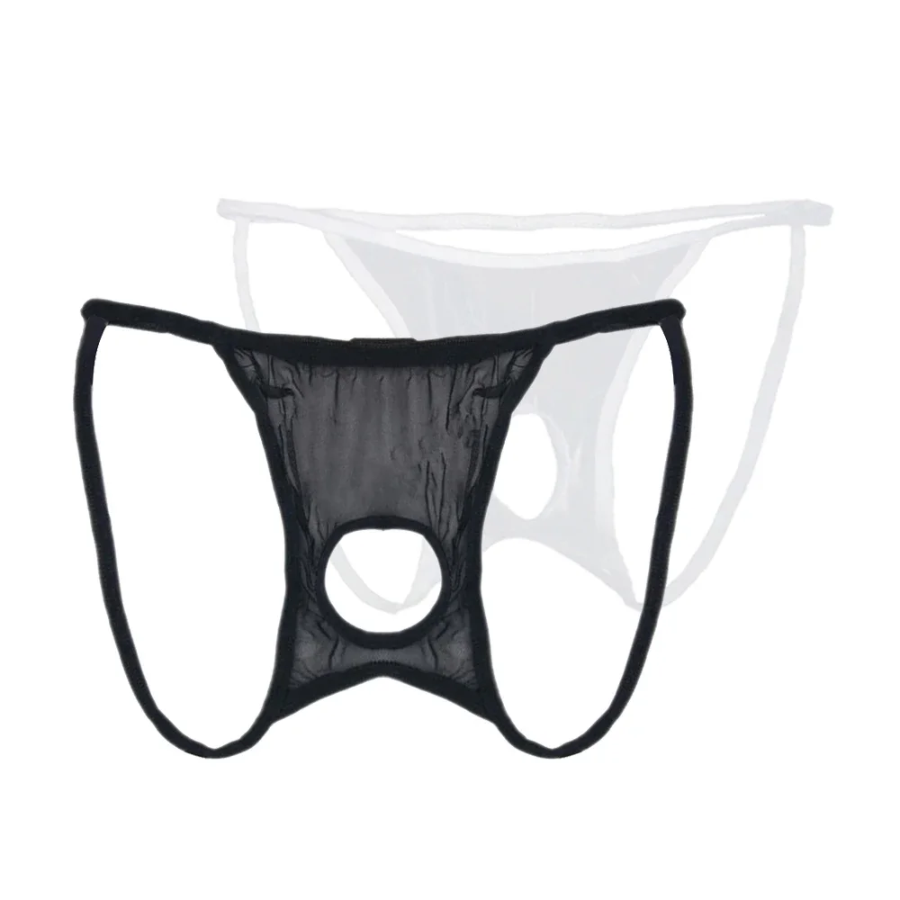 Tanga transparente con parte trasera en T para hombre, lencería Sexy de cintura baja, ropa interior íntima Gay