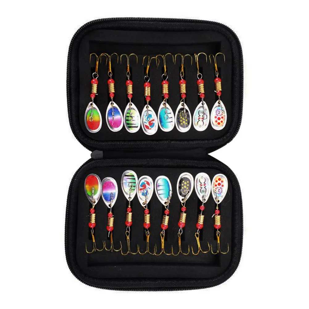 YFASHION 16PCS Spinner Lures 6cm Metal Sequins Spinner With Tackle Storage Bag For Trout Bass Salmon Pike Walleye Fishing 16PCS