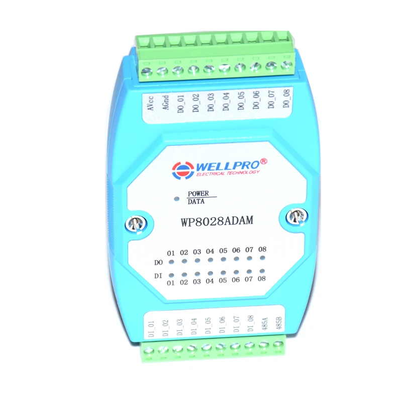 โมดูลอินพุตและเอาต์พุตดิจิตอลแบบแยก8DI/8DO RS485 Modbus RTU WP8028ADAM NPN