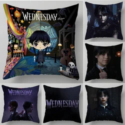 Home Decor Hot Gothic Wednesday Addams Pillow Cover Cushion  Box Decoration Figure Animated Graphic Polyester Print