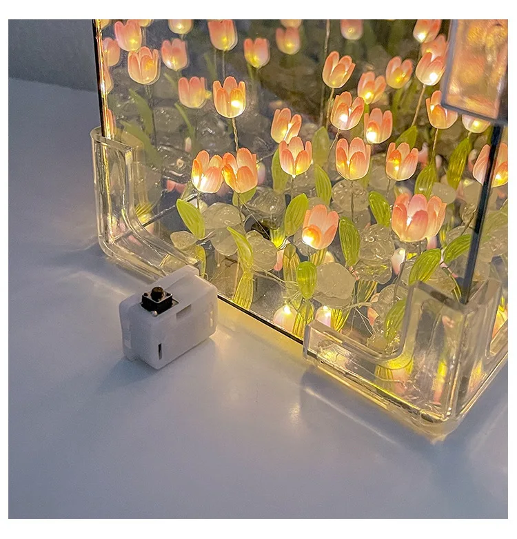 Cubo de tulipán hecho a mano, luz nocturna GT, conjunto completo de Material, decoración de habitación, regalo de cumpleaños para pareja