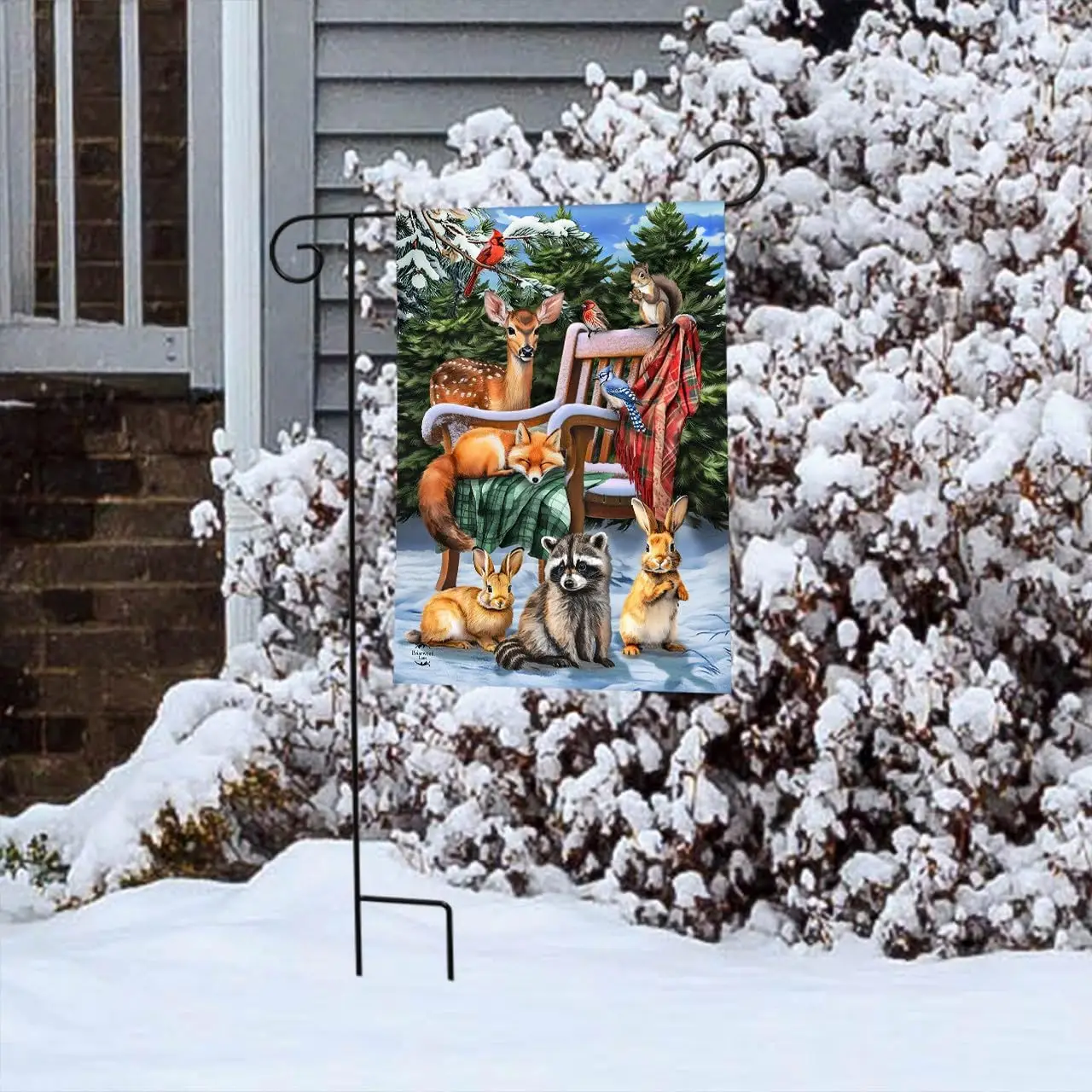 Briarwood Lane Snow Day Friends Garden Flag UUL EEZ