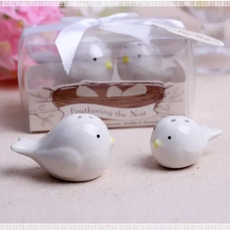 10set= 20pcs=10box  Feathering the Nest Love birds Salt and Pepper Shaker wedding favors gifts wedding decoration