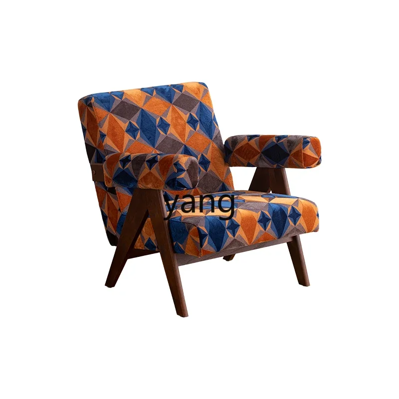 

LTT retro single sofa single sofa minimalist balcony solid wood leisure chair