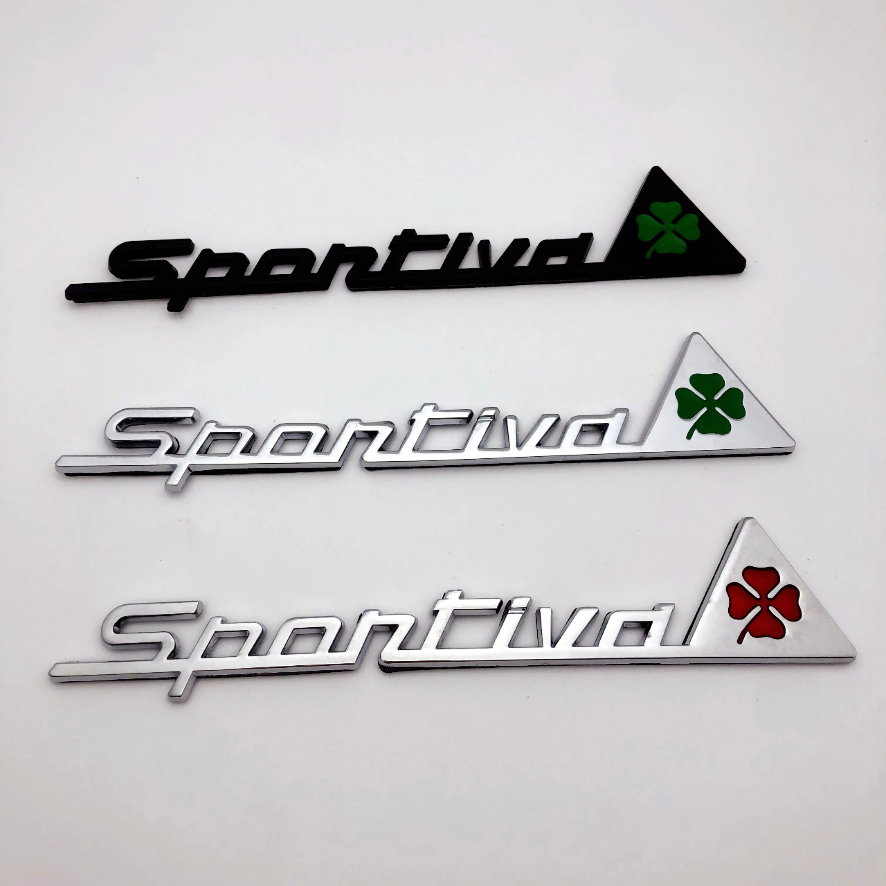 1pcs 3D Metal Car Stickers Sportiva Sporty Lucky Four Leaf Fender Trunk Badge Emblem For Mito GT Giulietta Stelvio Accessories