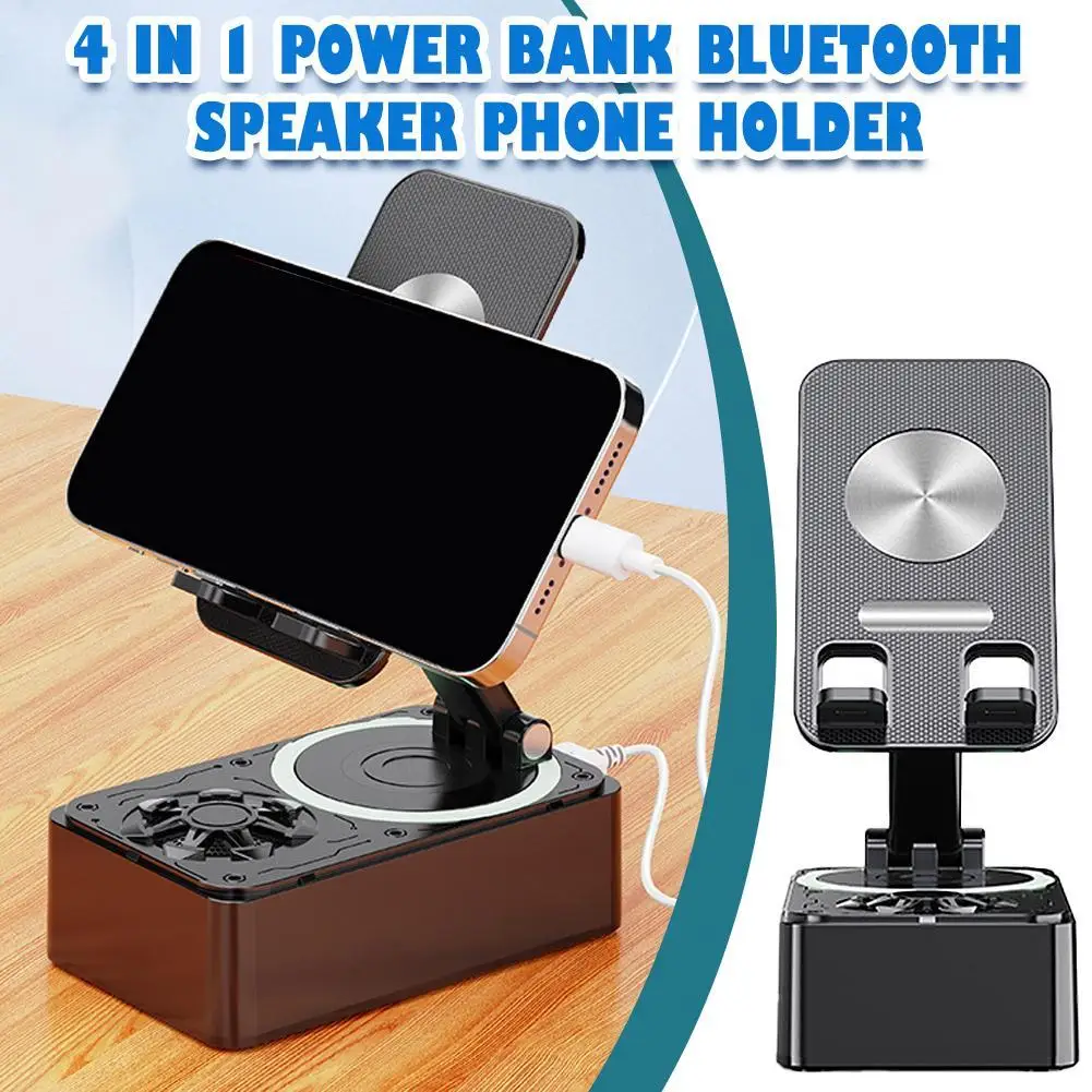 Desktop 4-in-1 Charging Stand with Bluetooth Speaker Sapphire Tooth Audio, and Mobile Phone Holder 360° 1pcs 1200mAh