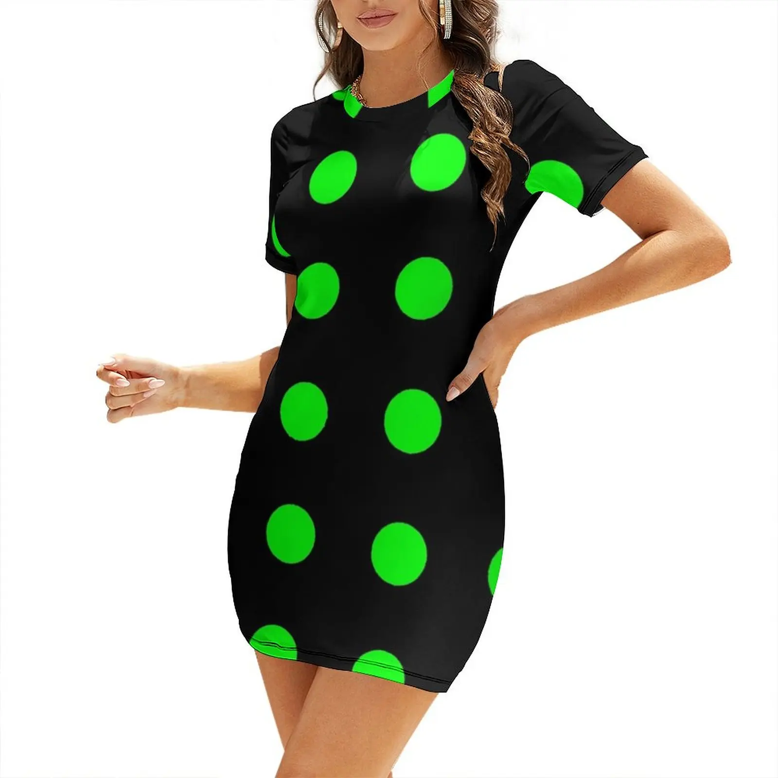 

Pattern Chessboard Black And Green Short Sleeved Dress dresses with long sleeves summer clothes