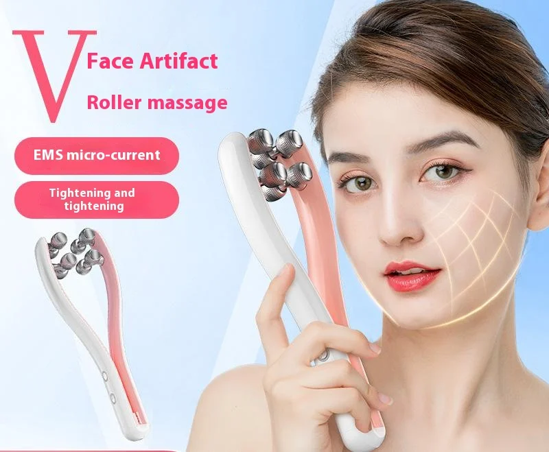 Microstroom Gezichtsmassager Roller V-vorm Gezicht Lifter Dubbele Kin Reducer Anti-Aging Afslankapparaat Thuis Gezicht Schoonheid Tool