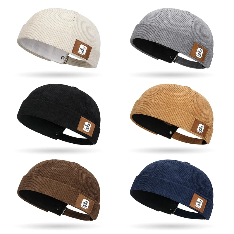 Brimless Skullies قبعة خمر القطن الرجال قابل للتعديل المالك دوكر قبعة متعددة الأغراض قبعات صغيرة الشارع الشهير قبة قبعة الهيب هوب القبعات
