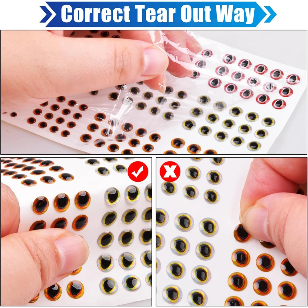 732Pcs Fishing Eyes for Lures Holographic Fish Eyes Fishing Bait Making Kit Fly Tying Material Fishing Tackle