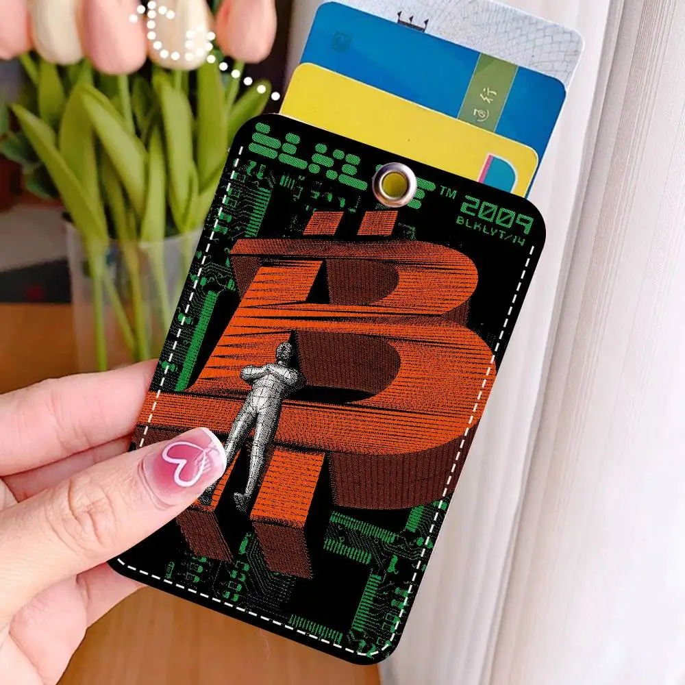 Classic B-Bitcoin Fashion  Card Holders Student ID Card Protective Cover Cases Student Campus Access Cards Key Chain Anti-lost