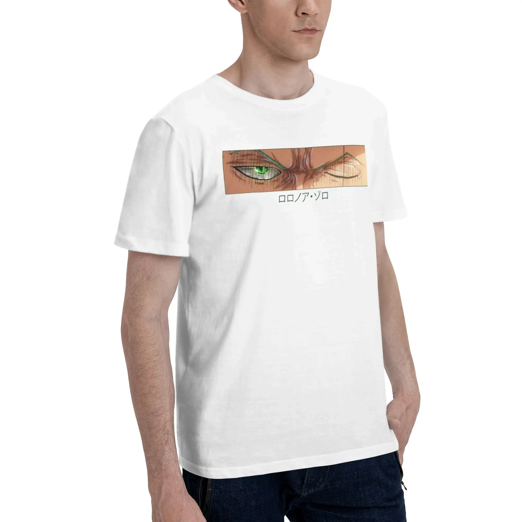 Roronoa Zoro Eyes  Men T Shirts One Piece Novelty Tee Shirt Short Sleeve Round Neck Pure Cotton Unique Clothes T-Shirt