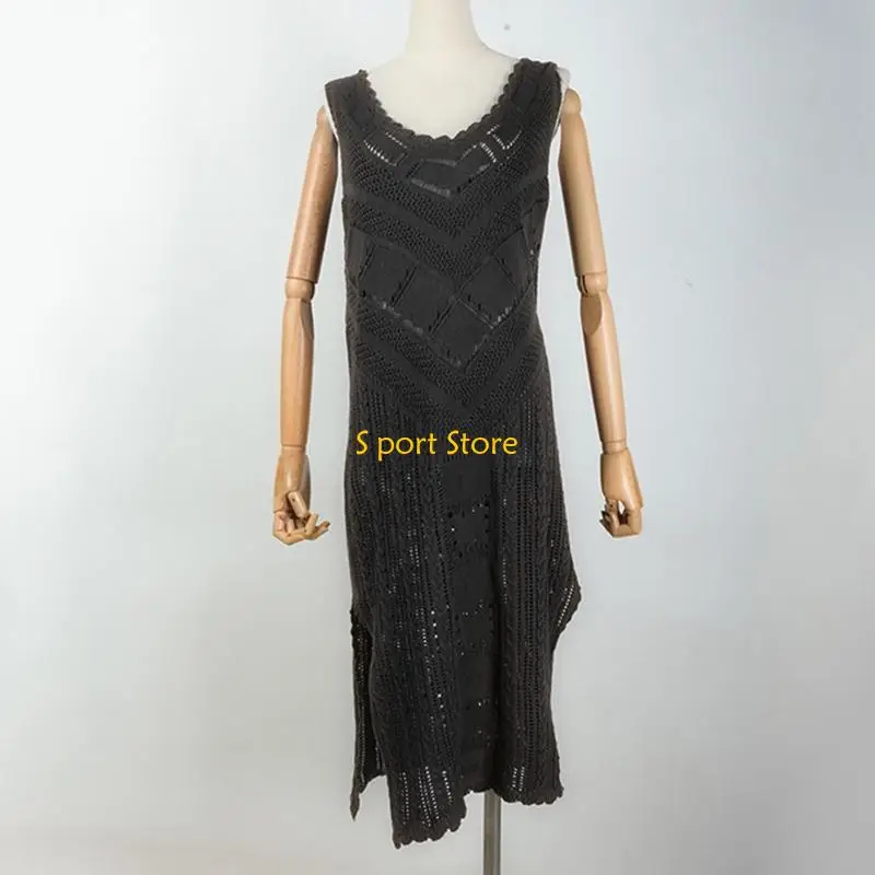 بدلة سباحة U2JB مجوفة برقبة على شكل حرف V فستان شاطئ منسوج للفتيات الحبيبات والأصدقاء #1