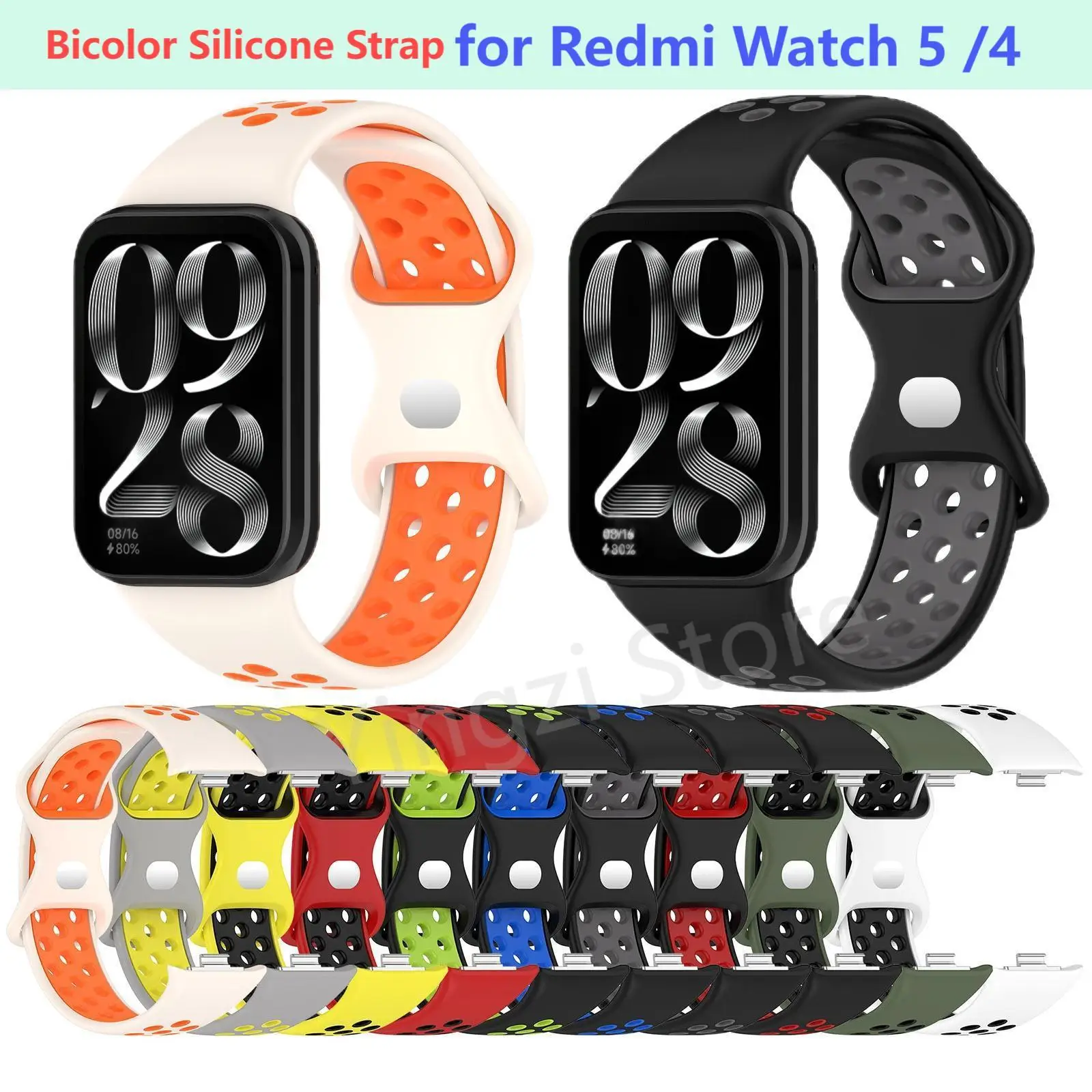 Bicolor Silicone Strap For Redmi Watch 5 4 Breathable Sport Watch Redmi Watch5 WristBand Replacement Redmi Watch4 Accessories