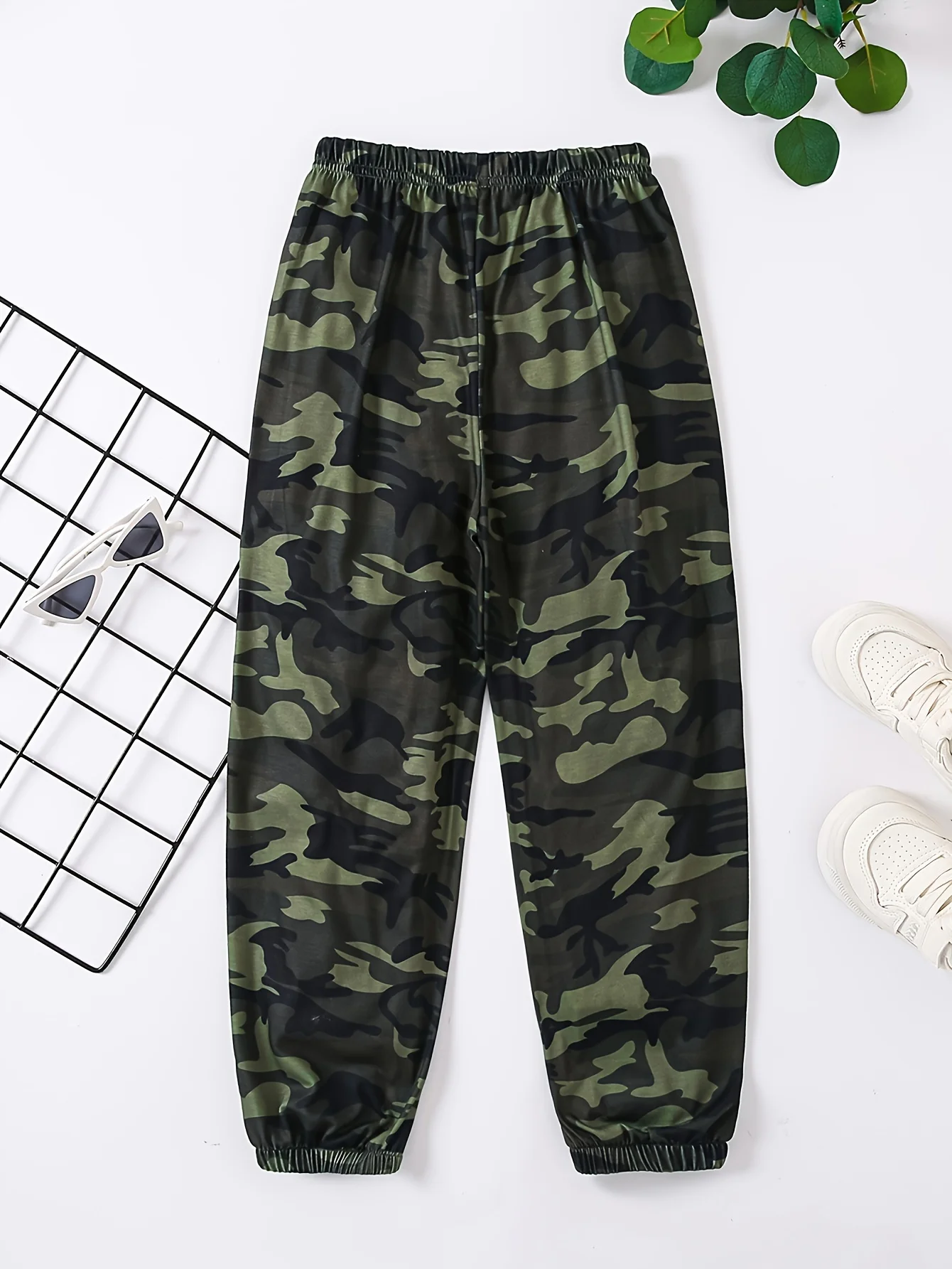 Spring/summer new casual cool girls pattern print spring/autumn casual camouflage elastic leg pants