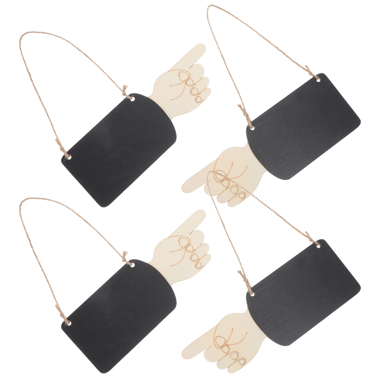 

4 pcs Hand Shaped Wooden Chalkboard Hanging Door Decor Erasable Message Board Small Pendant Home Restaurant