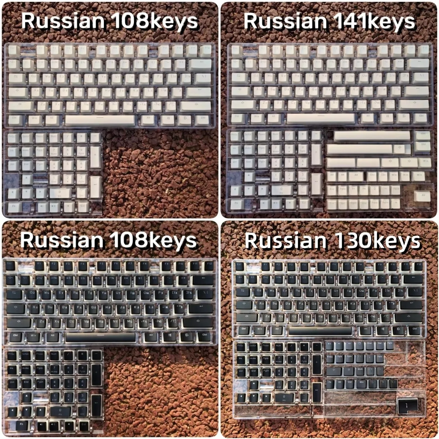 MAIMOOO Russian Layout Pudding Keycaps PBT Game Translucent Keycap for Mechanical Keyboards Diy Keycap Double Full 117 Key ISO
