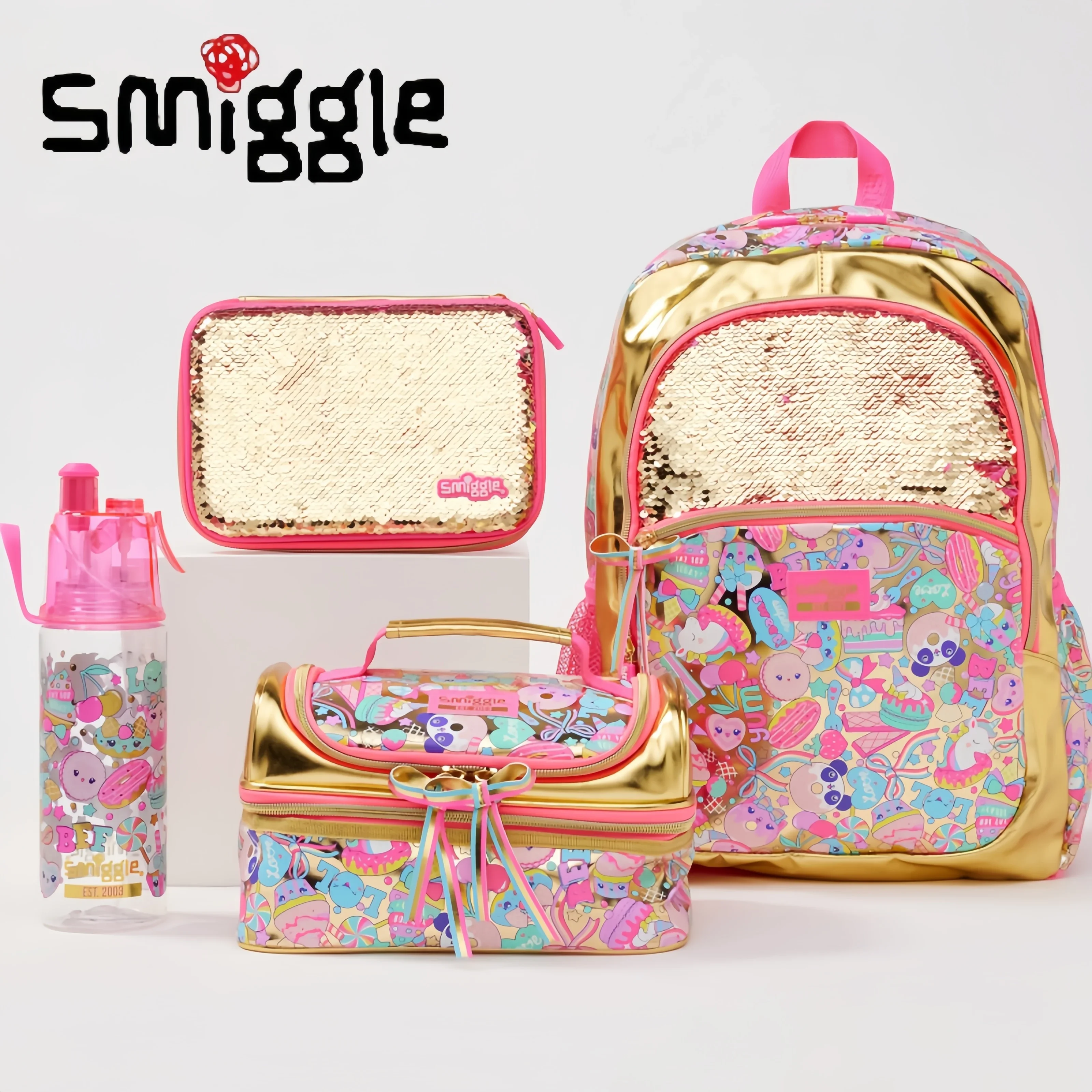 New Smiggle The 20th Anniversary Australia Children Student School Bag Stationery Pen Case Lunch Bag Double Shoulder Backpack