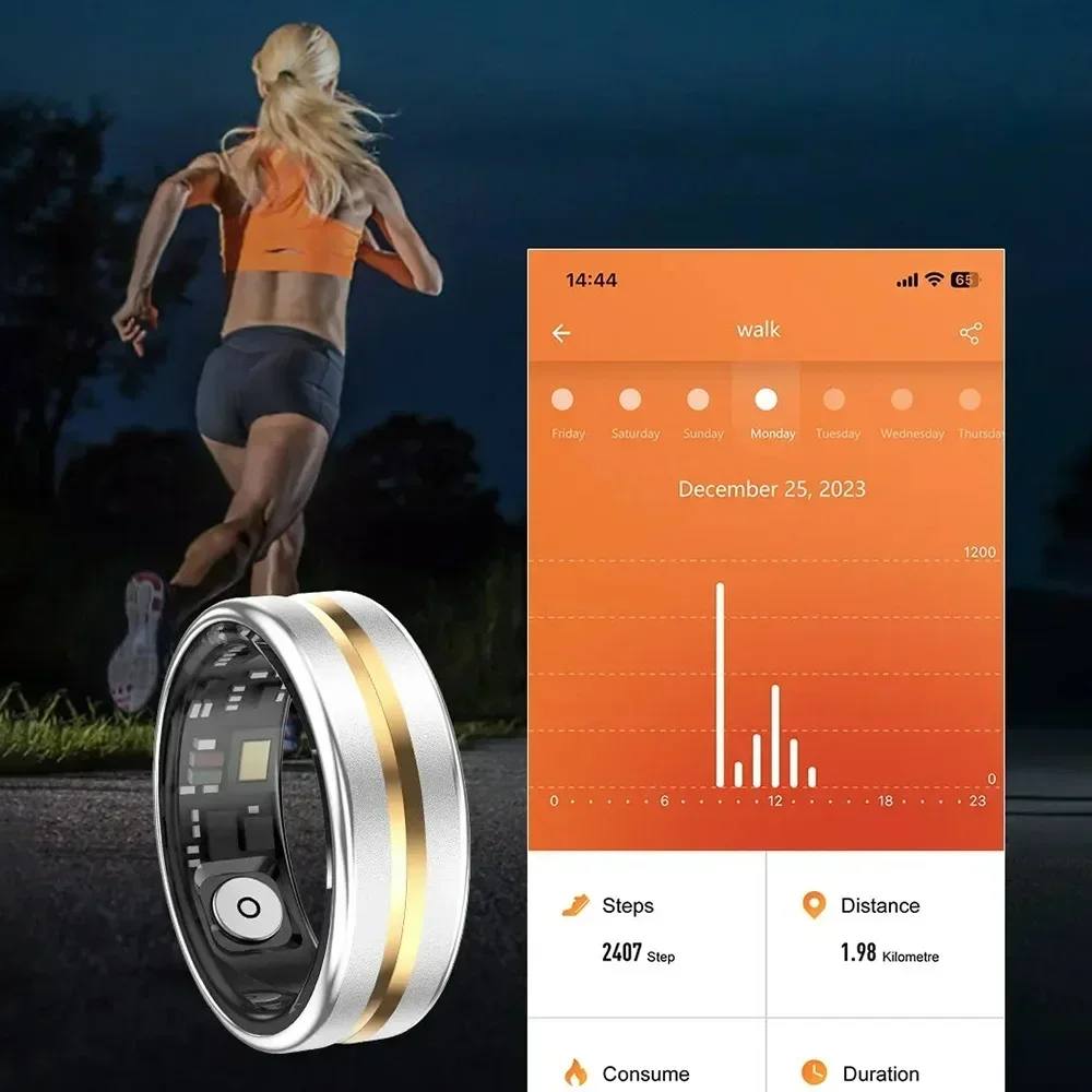 Neuer multifunktionaler gesunder Smart-Ring, Herzfrequenz, Blutsauerstoff, Schlafüberwachung, Fotosteuerung, Sport, digitaler Ring für Männer und Frauen