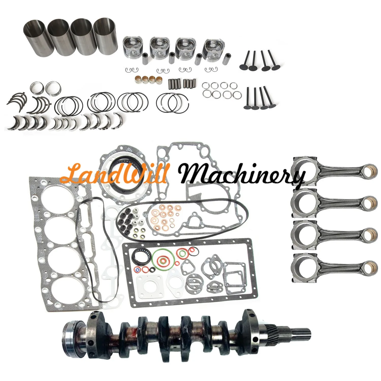 Overhaul Rebuild Kit + Connecting Rod + Crankshaft Fits For Kubota V1305 Engine