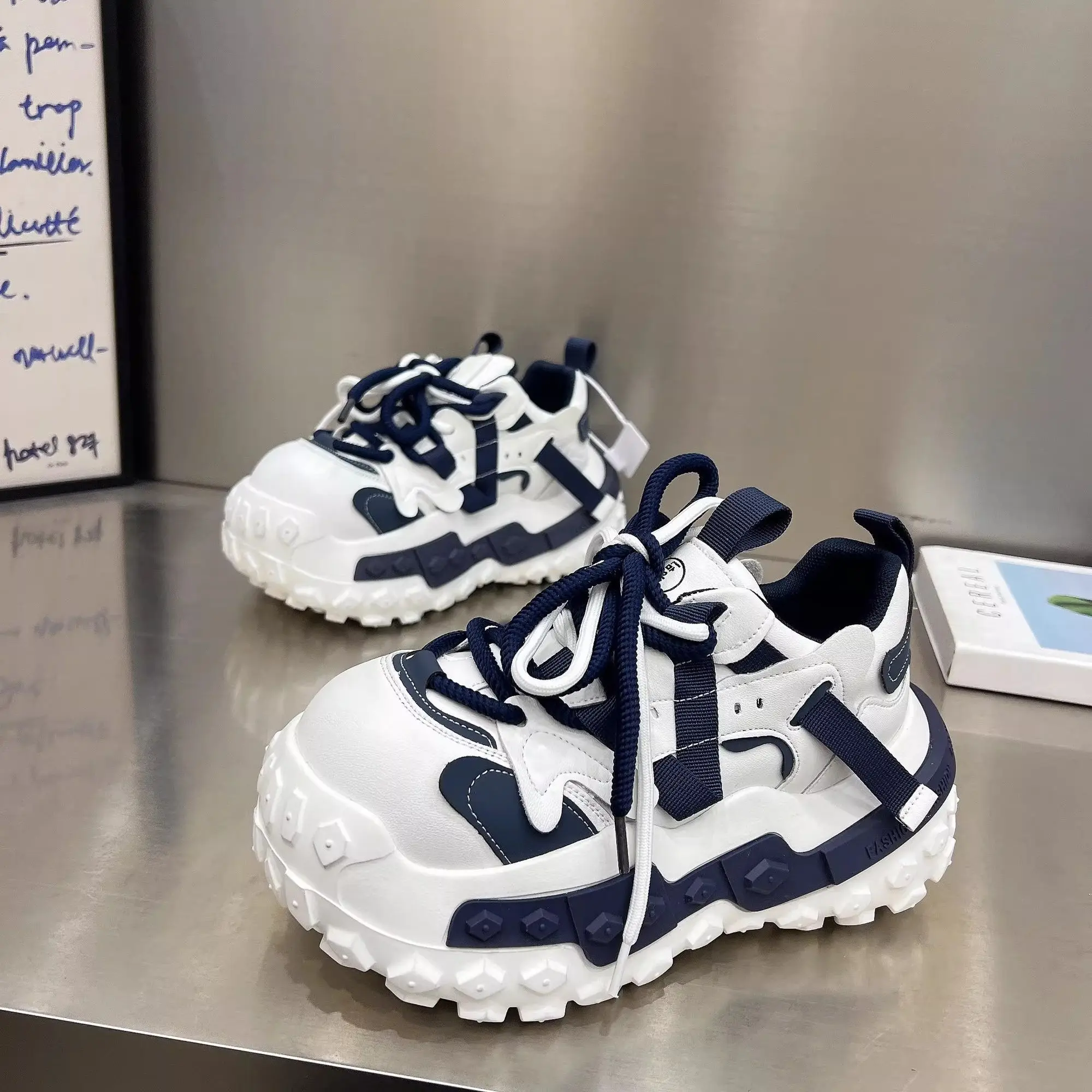 

Ugly Cute Big Head Shoes 2026 Retro Womens Chunky Sneakers Fashion Artificial Leather Lightweight Platform Tennis Female Casual