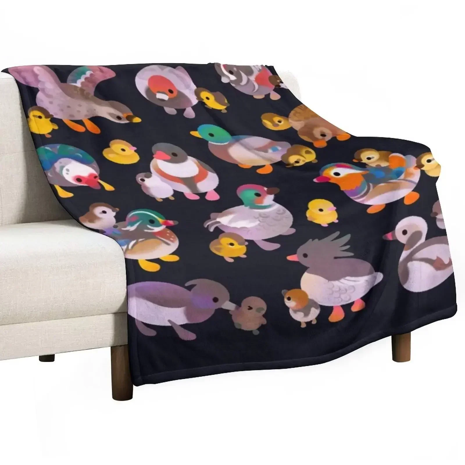 Duck and Duckling - dark Throw Blanket Bed linens Plaid Retros Giant Sofa cosplay anime Plaid on the sofa Blankets