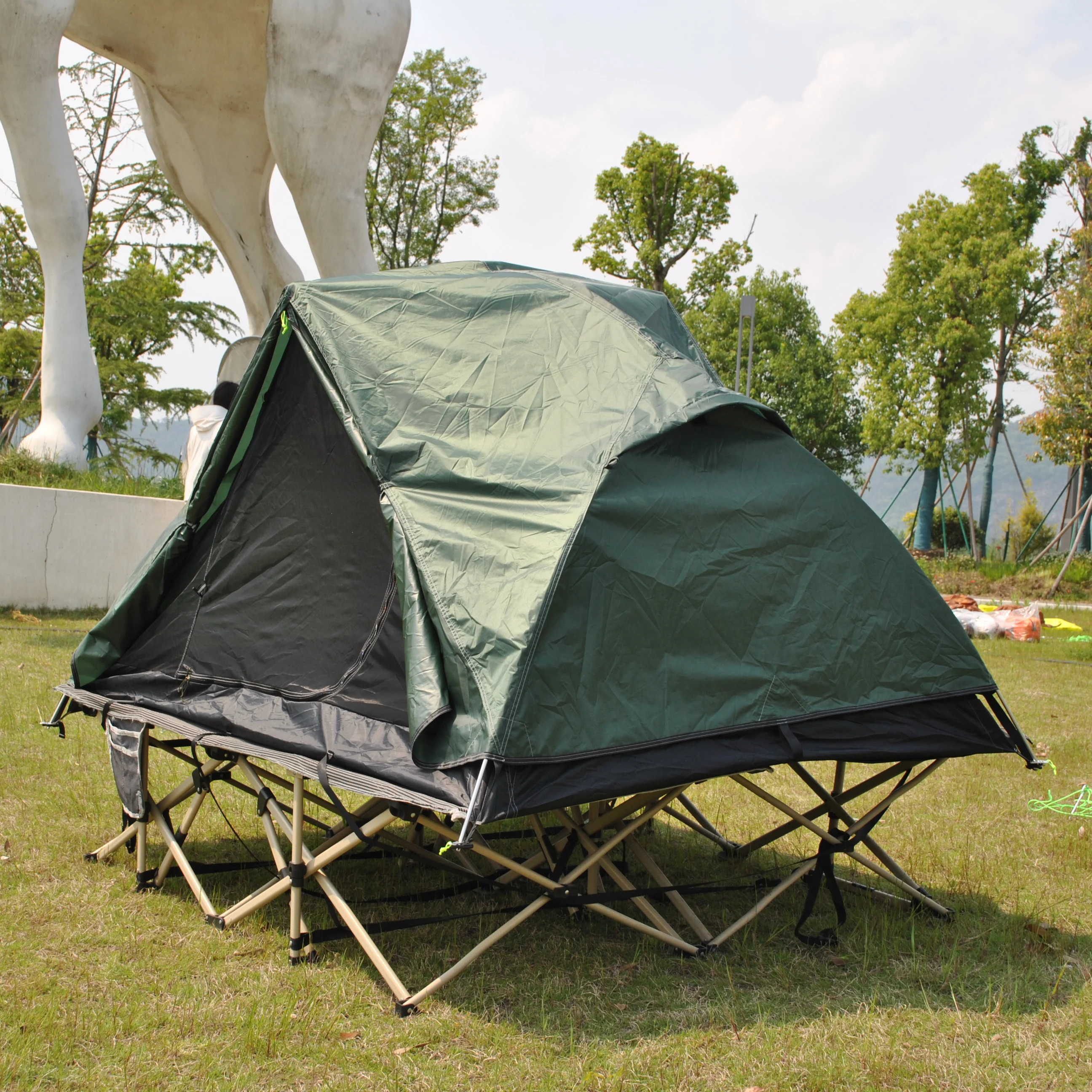 خيمة سرير خارجية لشخصين، خيمة تخييم 2 في 1 خفيفة الوزن لشخصين تتضمن ملاءة أرضية، خيمة سرير للتخييم بطبقة مزدوجة (لا مع سرير) #4