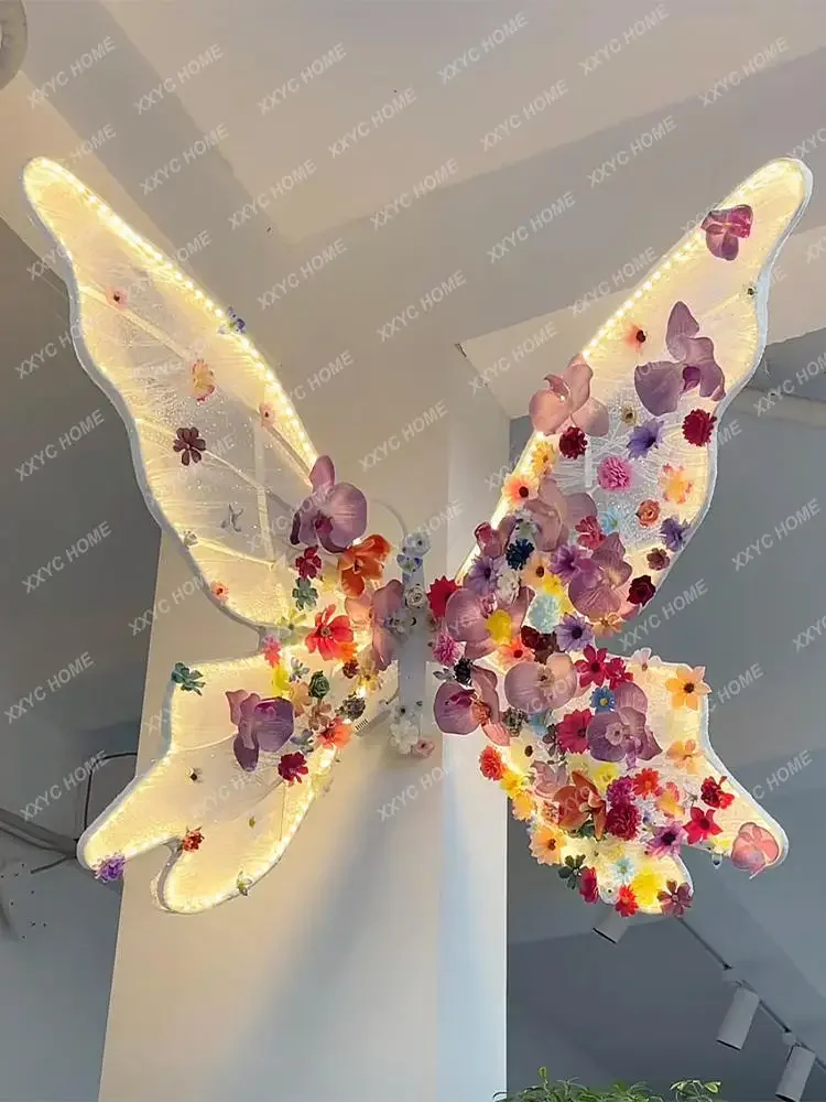 Morden Butterfly Wall Lamp Monet Flower Garden Theme Led Light Wedding Decor Living  Bedroom Kitchen Office Plug-in Lamps