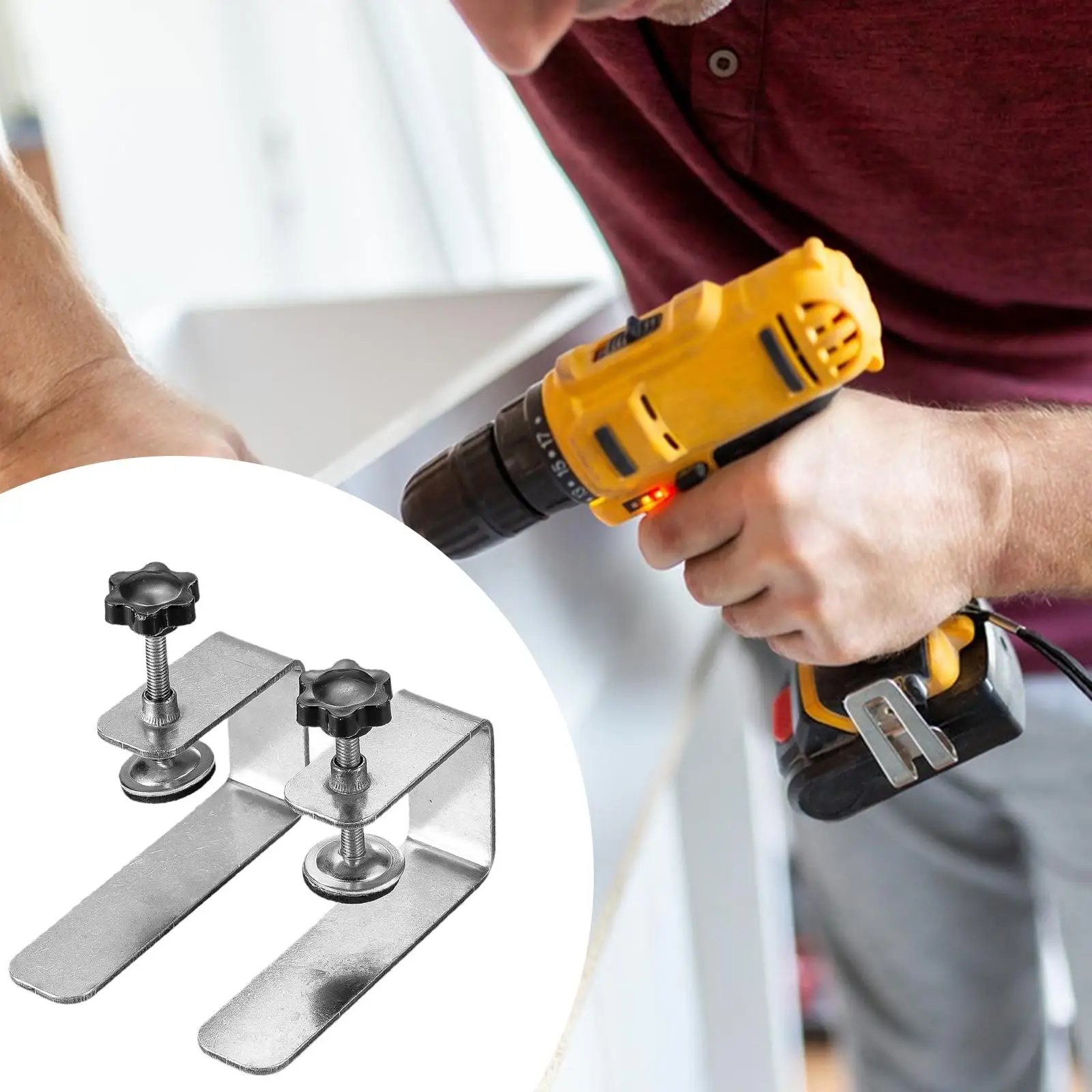 2x Drawer Front Installation Clamps, Cabinet Hardware Jig Professional Easy to Use Installation Fixing Clips Carpenter Tools