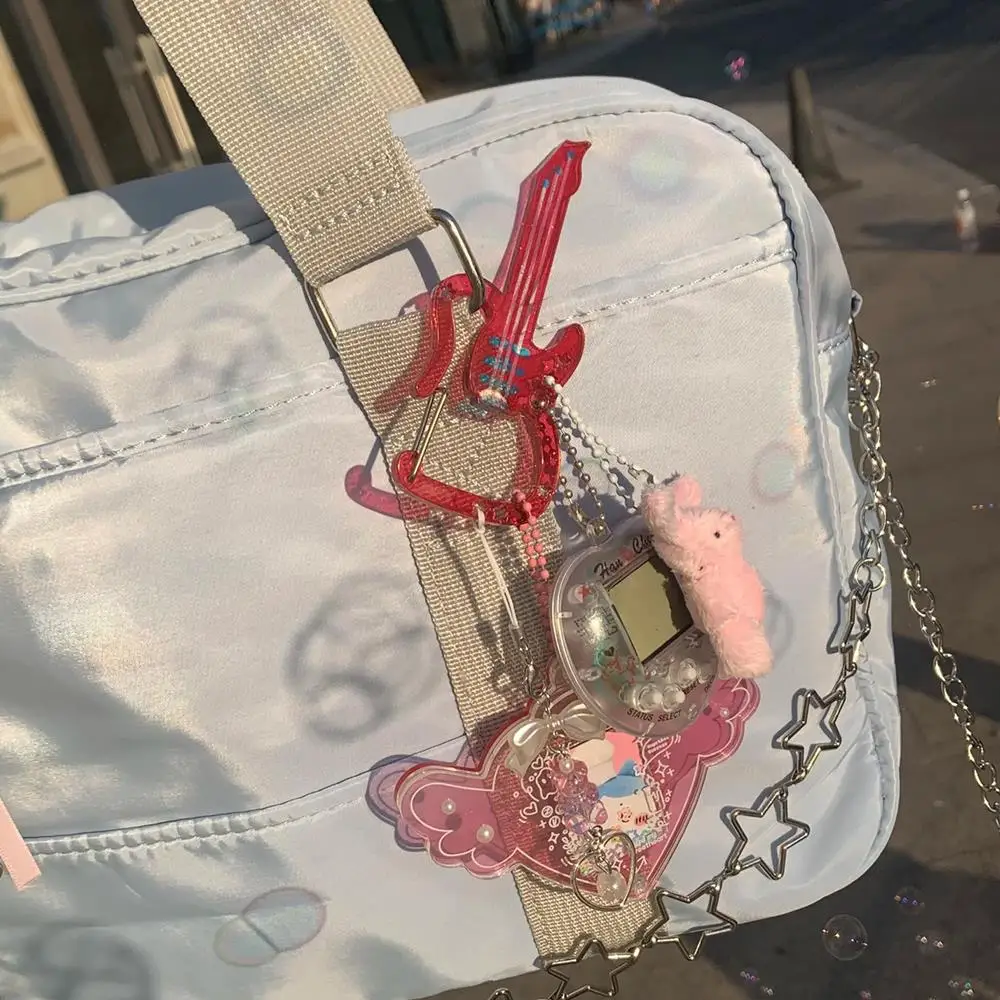 Mousqueton en forme de Notes musicales en acrylique, breloque pour sac, cœur d'amour, violon, porte-clés, sac à dos, pendentif suspendu, accessoires pour manuel