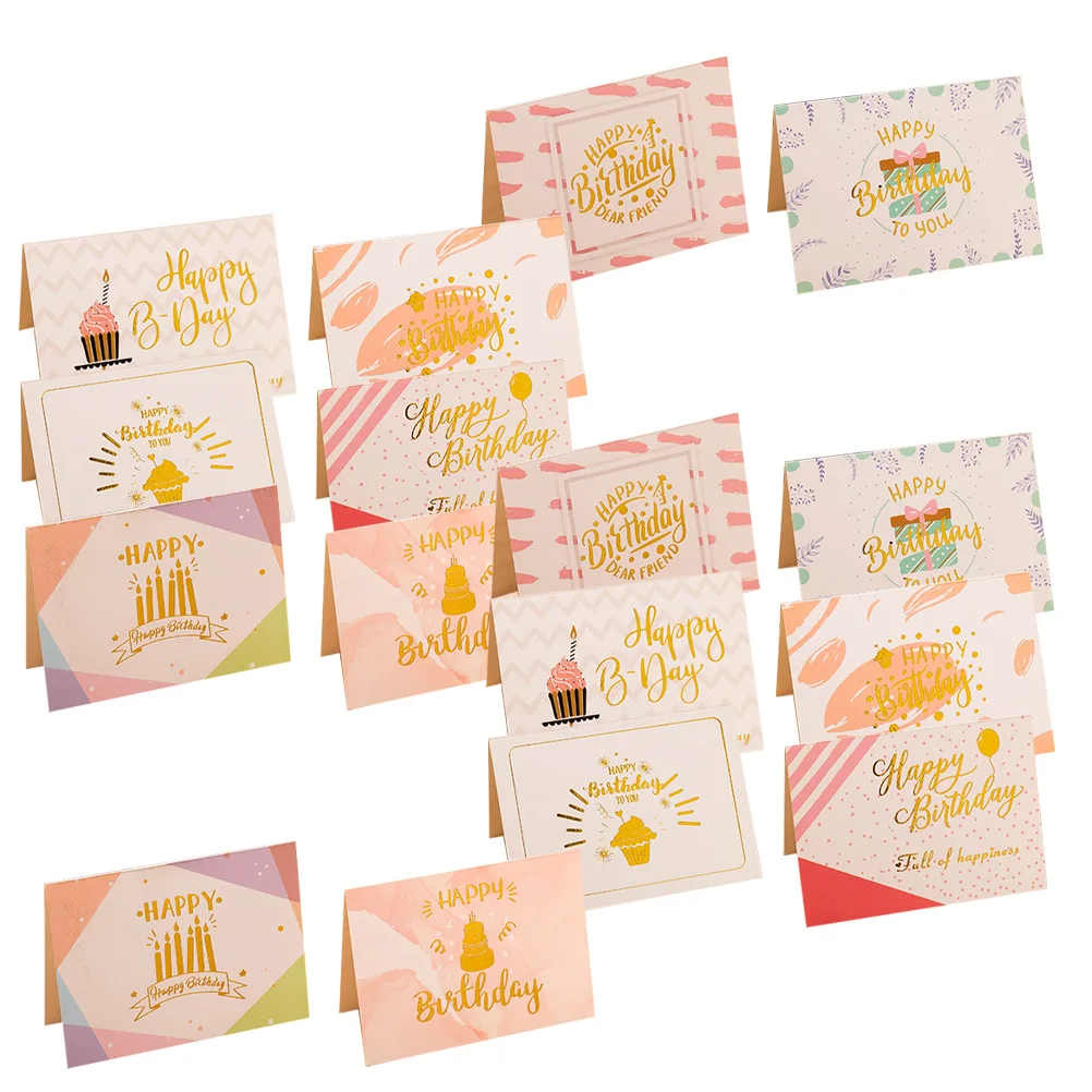 

80pcs Birthday Greeting Cards Folding Fine Printing Gift Card Envelope Included Safe Material Novel Style Party Favor Blessing
