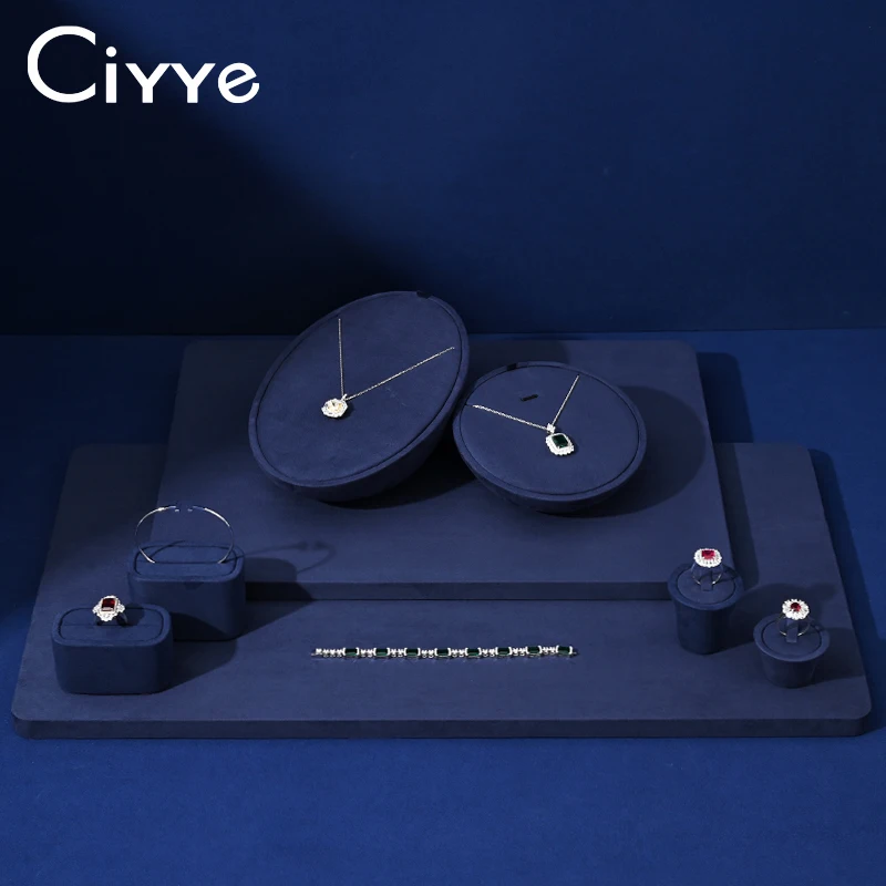 

Ciyye Dark Blue Jewelry Display Stand Ring Earrings Necklace Ring Holder Jewelry Display Set Jewelry Stand Jewelry Display Props