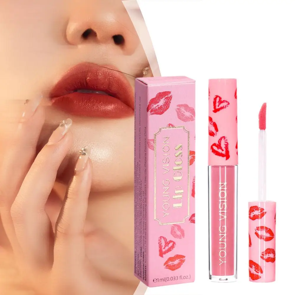 Sexy Red Lips Matte Lip Gloss Non-stick Cup Whitening Red/nude Apricot 12 Colors New 1ml Color Retro Lip Matte Gloss Atmosp V5N8