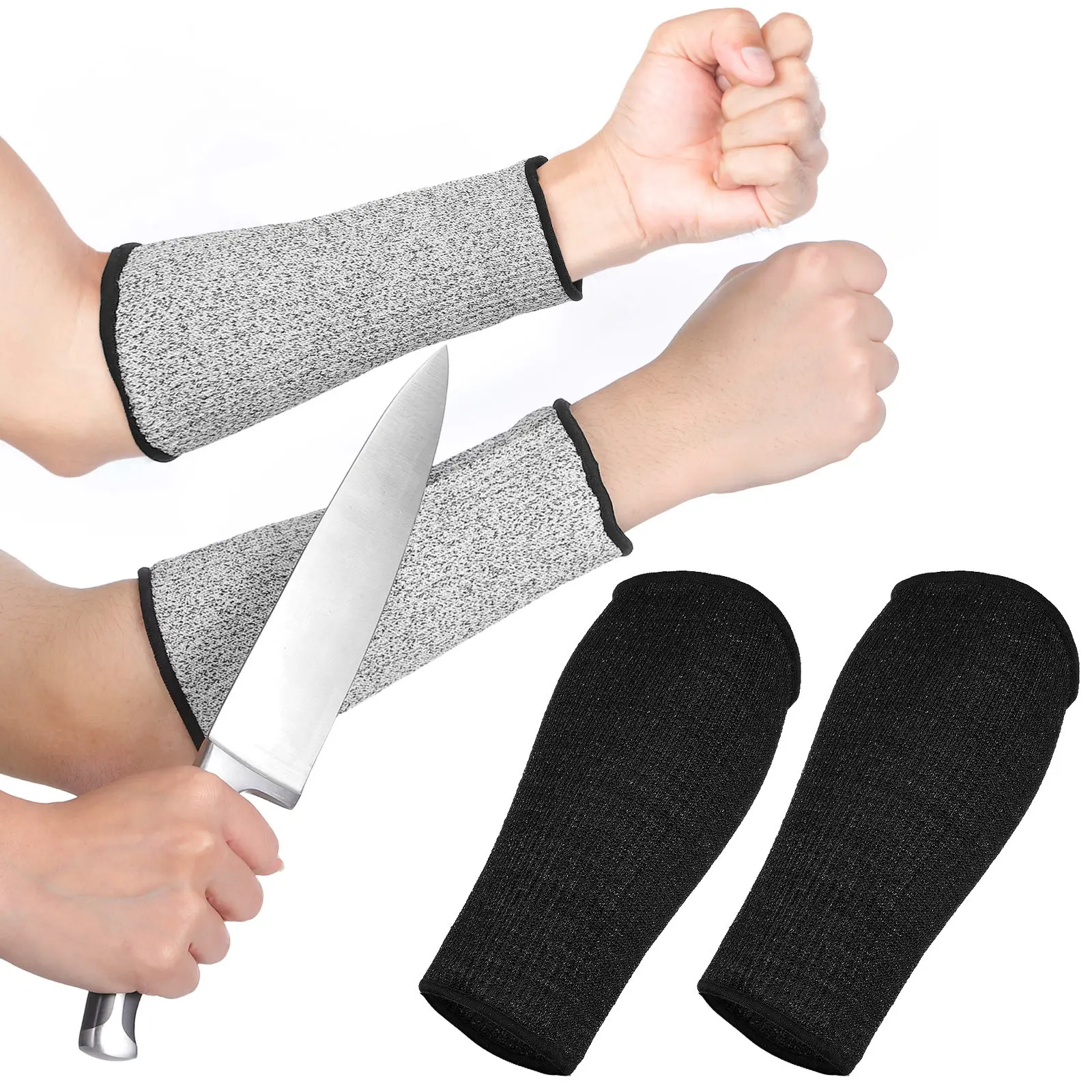 

2Pairs Cut Resistant Forearm Sleeves Protective Arm Guards Stretchable Safety Covers for Gardening Industrial Work Use