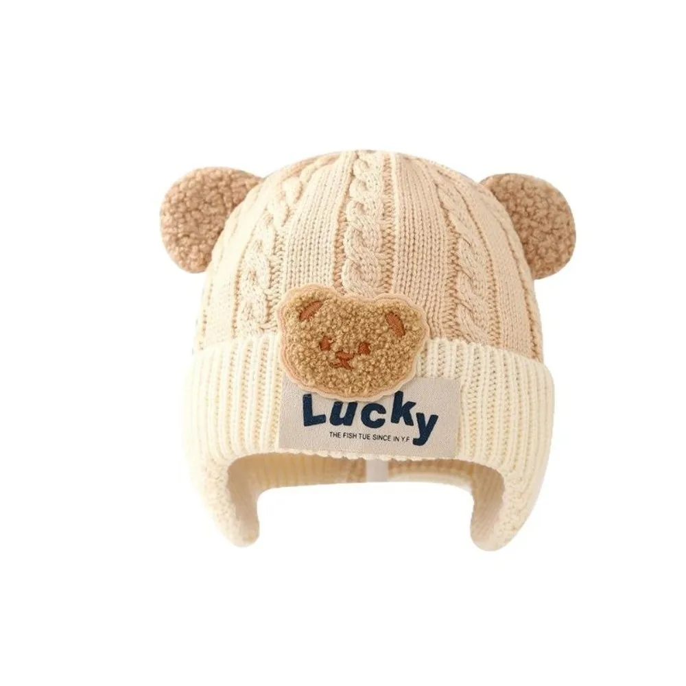 

New Lucky Bear Pullover Cap Warm Windproof Beanie Hat Coldproof Pompom Ear Protection Hat 0-2Y
