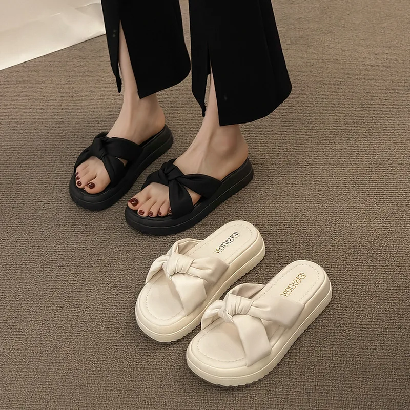 Elevated Heel Slip-On Sandals Women's Summer Fashion Thick Bottom Ankle Strap Beachwear Comfortable Soft Bottom Fairy Tale Style
