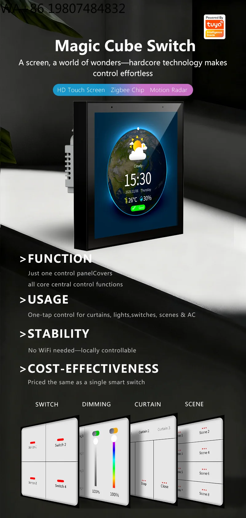 Wireless DMX 4 Zones RGBW Smart Touch American Panel Programmable Color Control  WiFi App Voice Home Hotel Stage Lighting