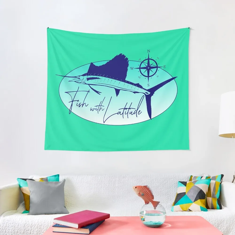 

Sailfish with Compass Tapestry Tapete For The Wall Decorative Wall Mural Aesthetic Room Decors Decoration For Home Tapestry