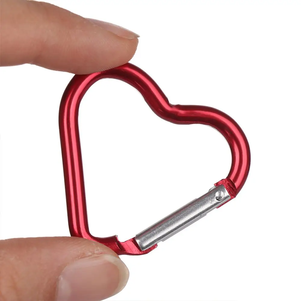 3Pcs Love Heart-shape Aluminum Carabiner Key Chain Clip Keyring Hook Water Bottle Hanging Buckle Outdoor Camping Hiking Tool